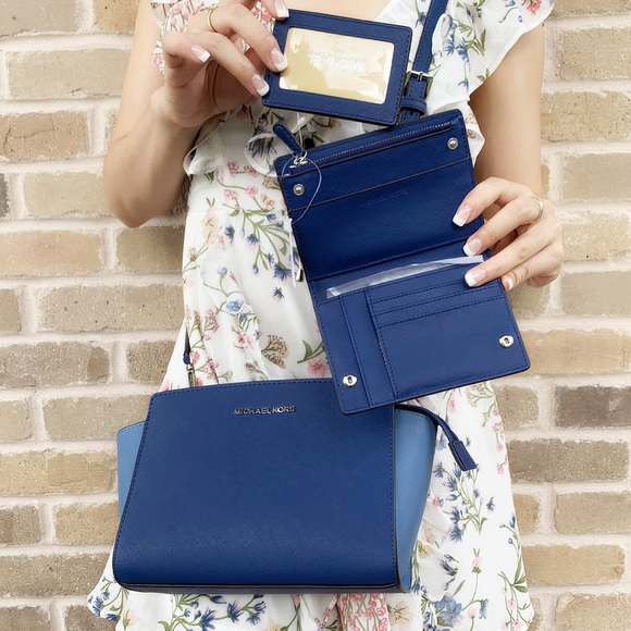 Michael kors medium crossbody Wallet SET Blue - Picture 2 of 5